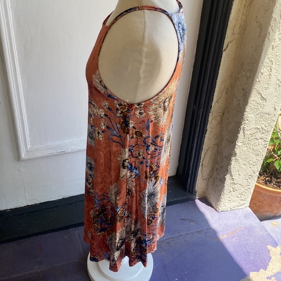 Wishlist Velour Orange Floral Dress Size Medium - Picture 4 of 9